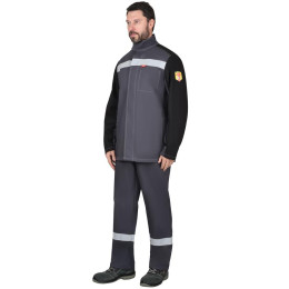 Костюм сварщика СИРИУС-ГЕРКУЛЕС летний, куртка, п/к т.серый с черным, СОП 50мм
