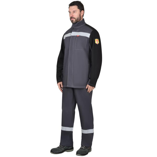 Костюм сварщика СИРИУС-ГЕРКУЛЕС летний, куртка, п/к т.серый с черным, СОП 50мм