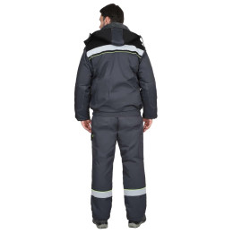 Куртка СИРИУС-ФАВОРИТ кор. т.серая с черным, мех. ворот, СОП 50 мм