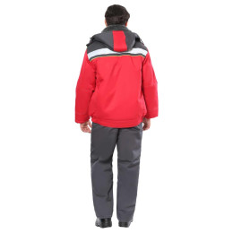 Куртка СИРИУС-ФАВОРИТ мех. ворот, красная с серым и лимонным кантом и СОП