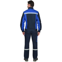 Костюм СИРИУС-ПРАКТИК-ЛЮКС-РОСС куртка, п/к т.синий с васильк. 80% х/б, пл. 260 г/кв.м