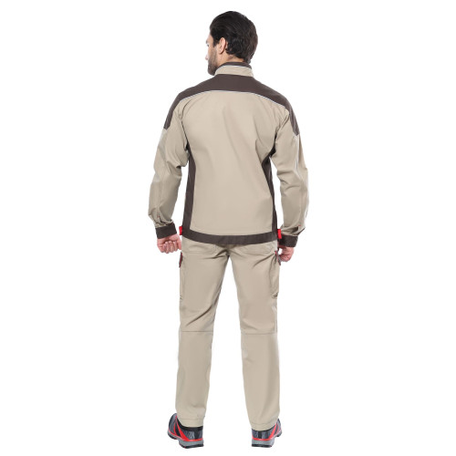 Куртка СИРИУС-ДЖЕТ БРАУН короткая песочная с т.коричневым тк. мех. стрейч с ВО