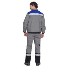 Костюм СИРИУС-МАСТЕР куртка короткая, п/к, средне-серый с васильком с СОП