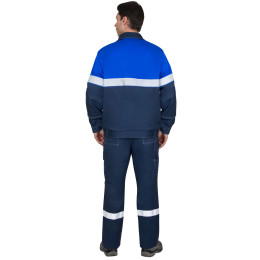 Костюм СИРИУС-САМОТЛОР-РОСС куртка, брюки, темно-синий с васильковым и СОП, антистат. нить, МВО