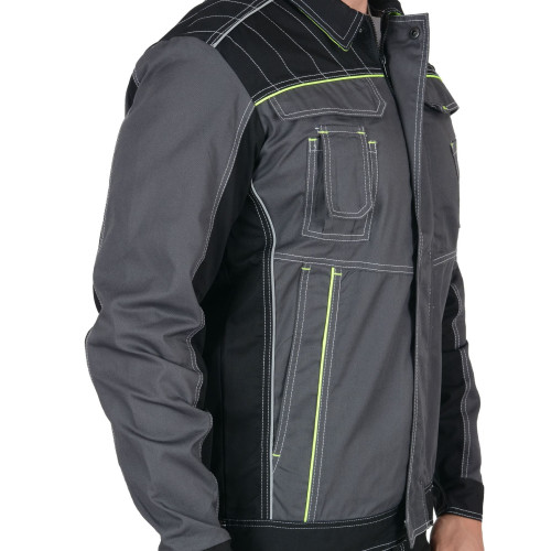 Куртка СИРИУС-ПРЕСТИЖ короткая, темно-серая с лимонным кантом