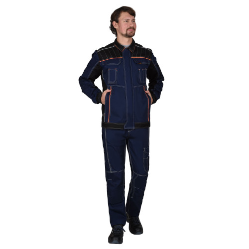 Куртка СИРИУС-ПРЕСТИЖ кор., синяя с черным и оранжевой отделкой