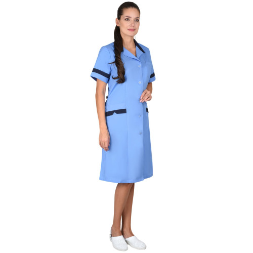 Халат СИРИУС-КЛАССИКА женский голубой с темно-синим